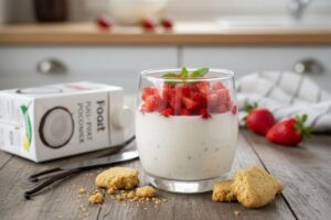 Pana cotta vegan lait coco tartare fraises