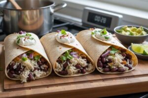Burritos végétariens au riz et haricots rouges