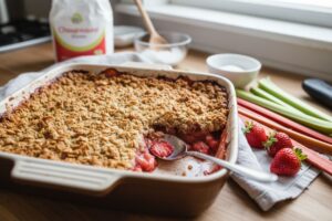 Crumble rhubarbe-fraise