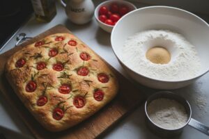 Focaccia aux tomates cerises et romarin