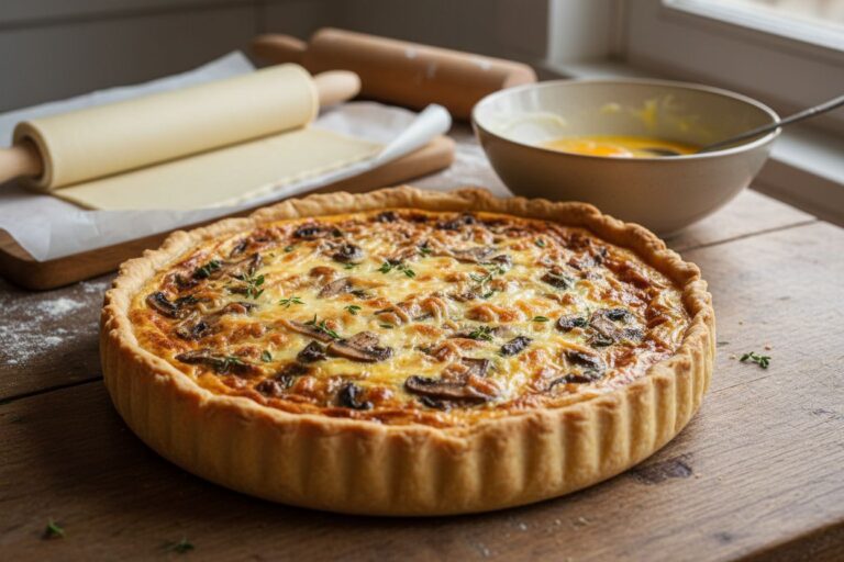 Quiche végétarienne gourmande champignons et fromage