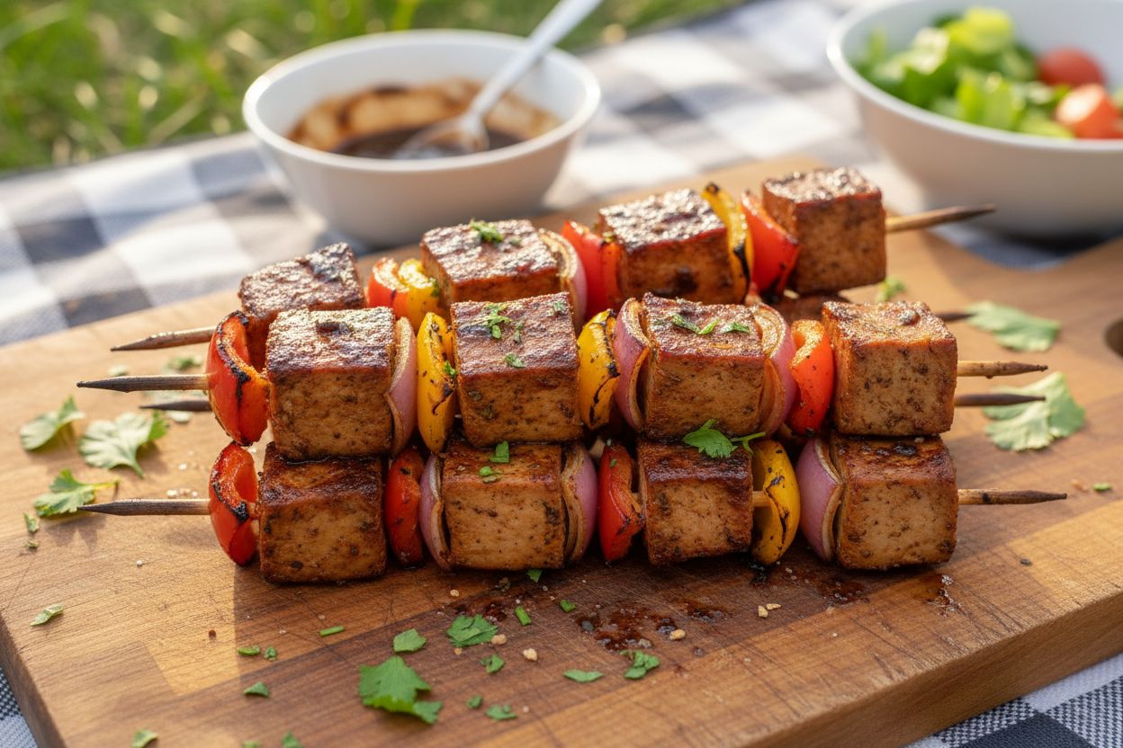 Brochettes de seitan marinées