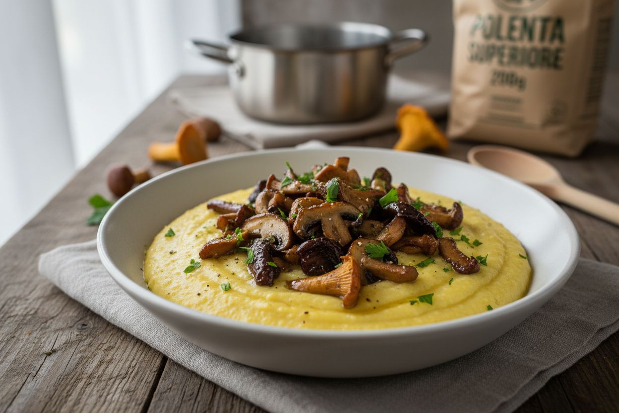 Polenta crémeuse aux champignons sauvages