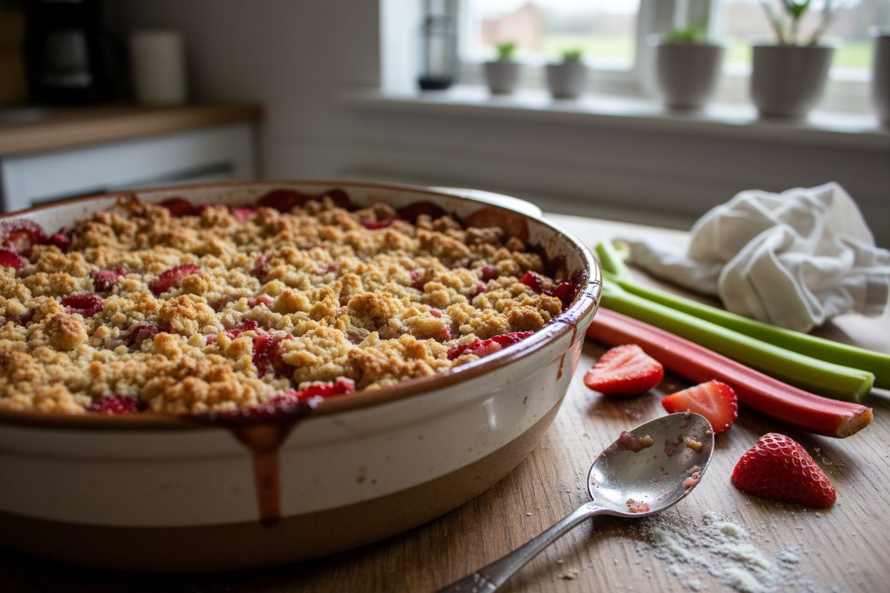Crumble rhubarbe-fraise