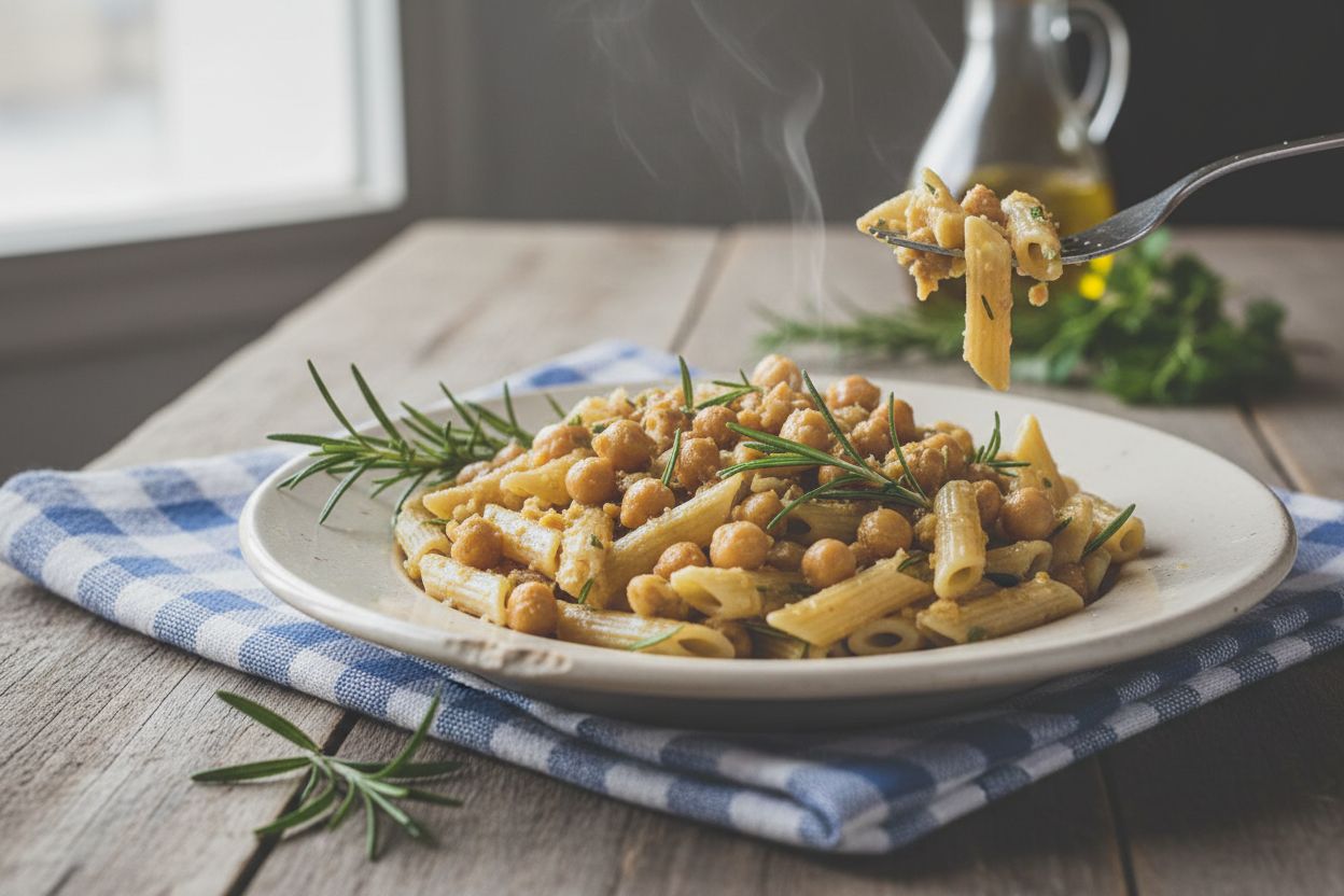 Pâtes aux pois chiches et romarin