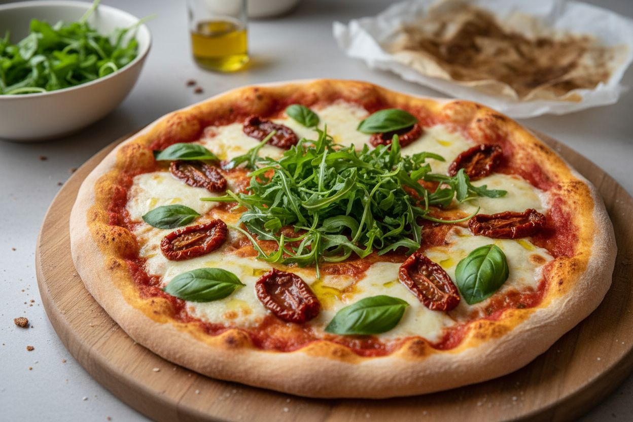 Pizza tomate sechee basilic roquette