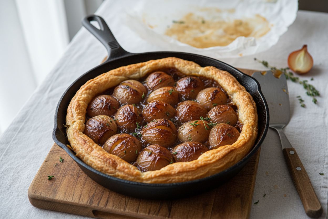 Tarte tatin salée aux échalotes