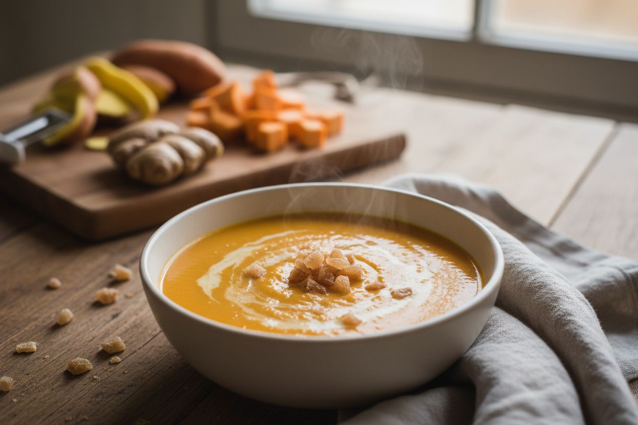 Velouté de patates douces au gingembre