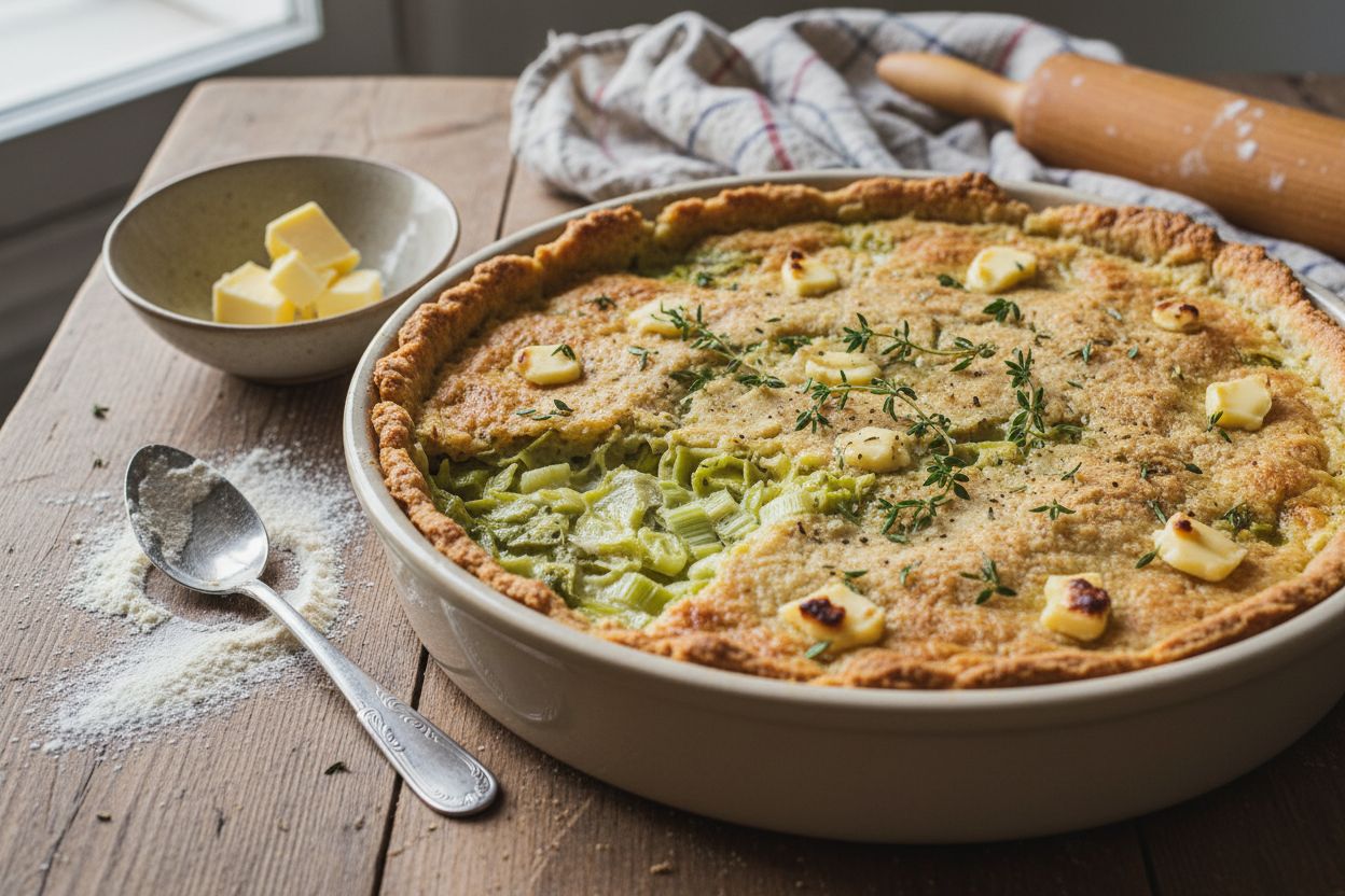 Tarte flamiche aux poireaux terminé