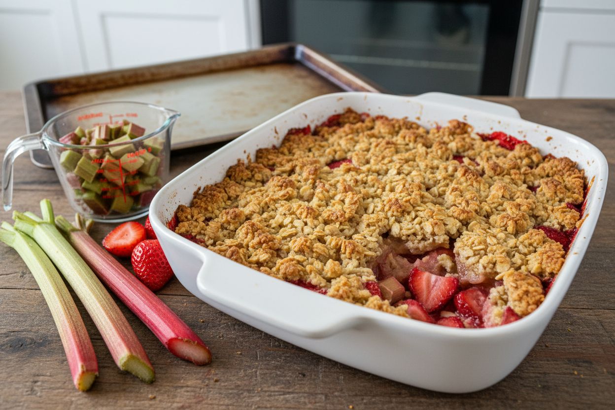 Crumble rhubarbe-fraise terminé