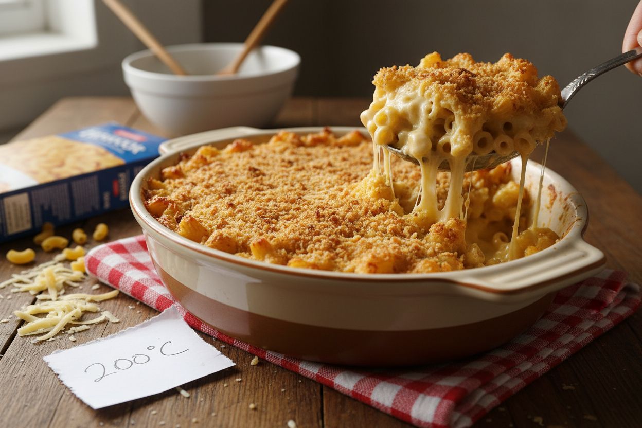 Gratin de macaronis au fromage terminé