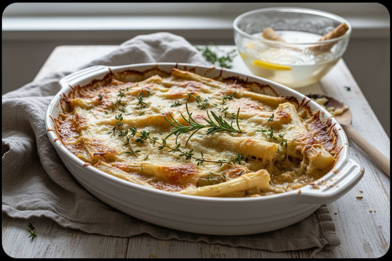 Gratin de salsifis terminé