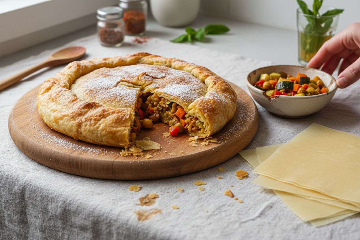 Tourte marocaine aux légumes (pastilla) terminé