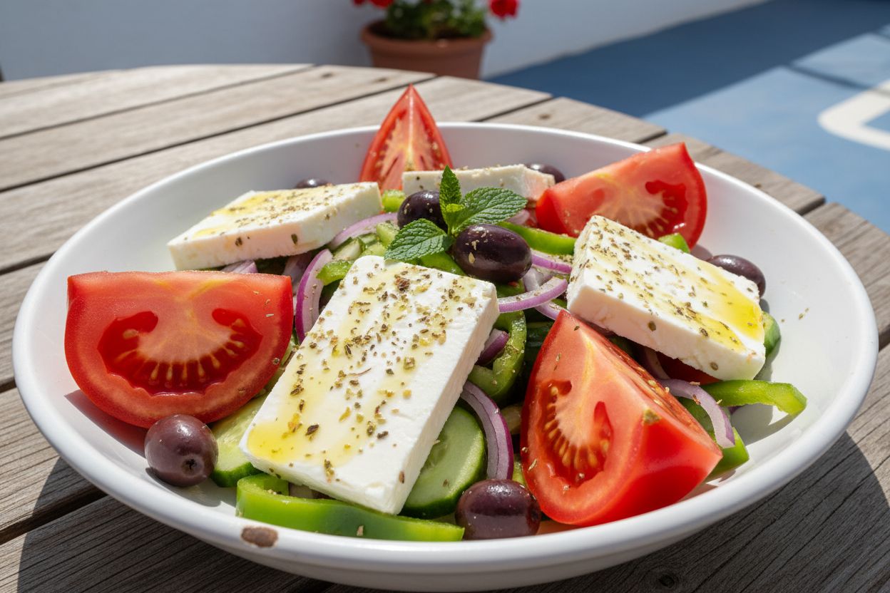 Salade grecque traditionnelle terminé