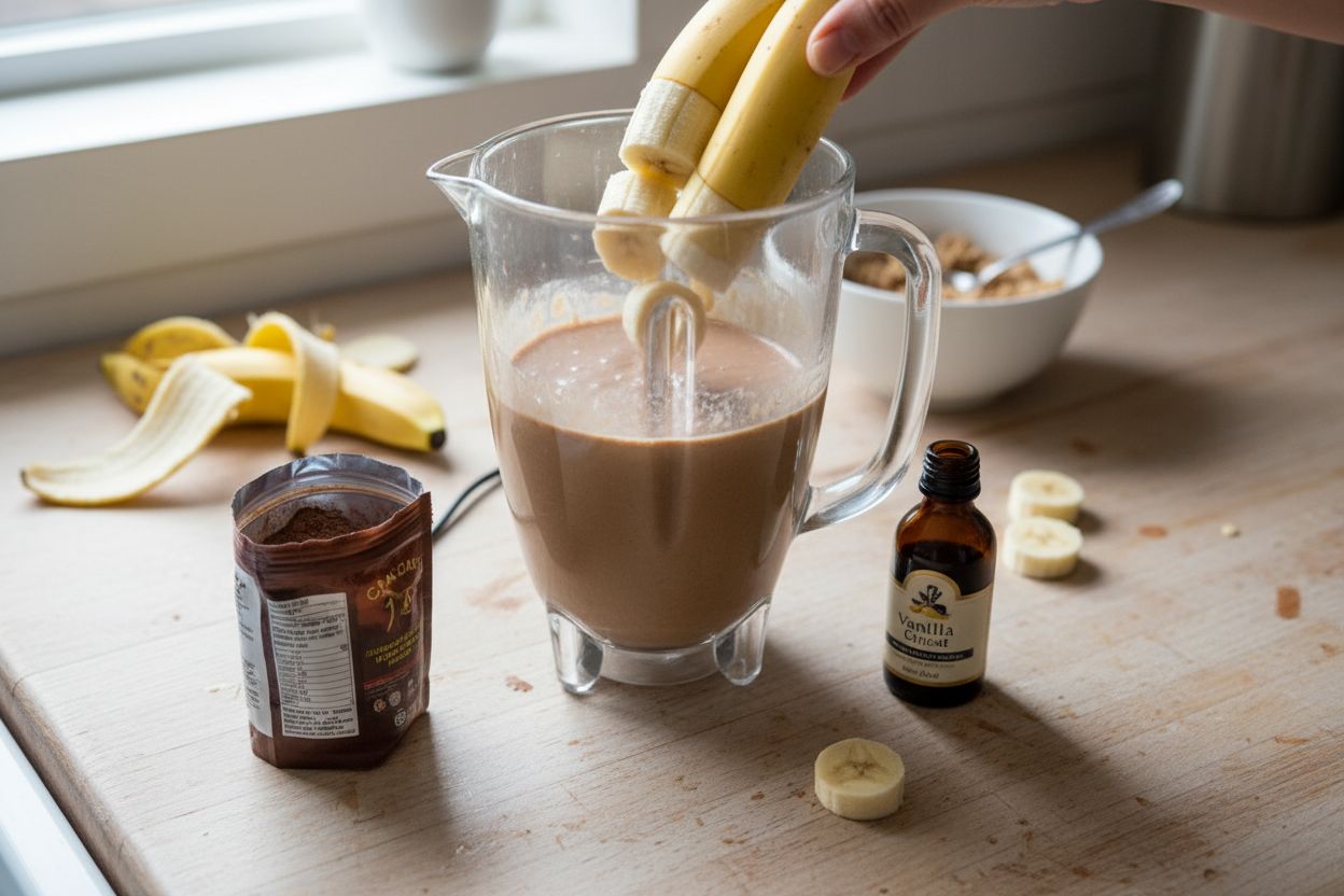 Smoothie banane-cacao-vanille terminé