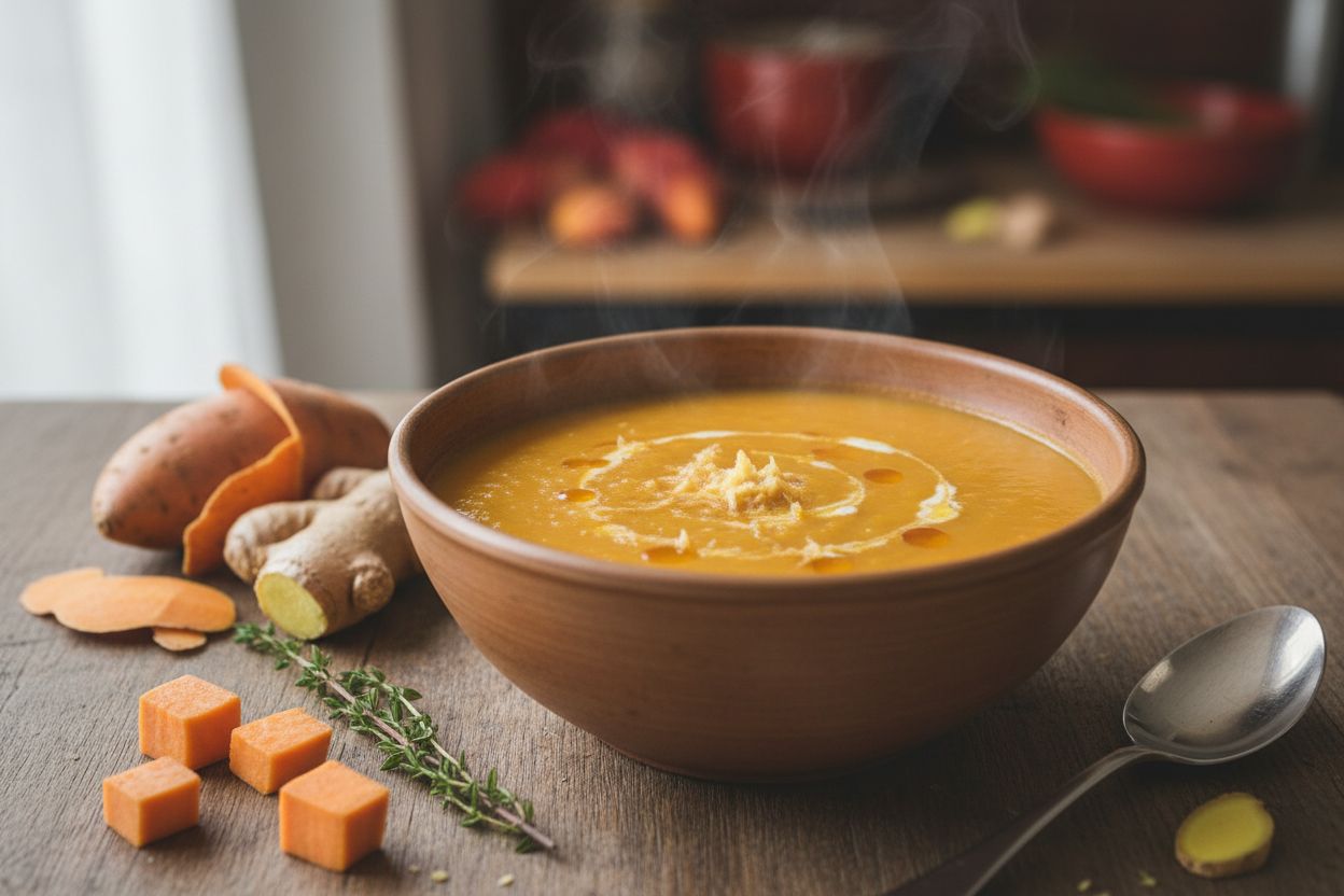 Velouté de patates douces au gingembre terminé