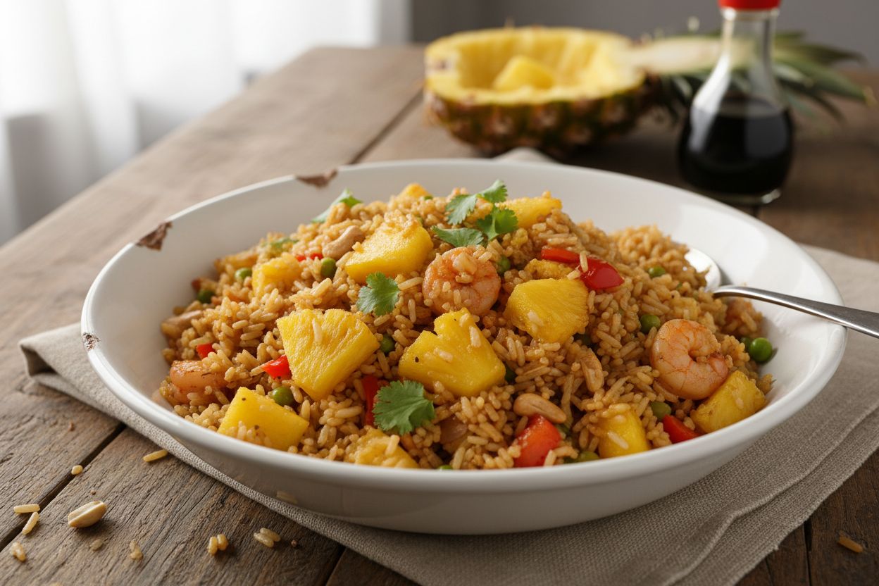 Riz frit ananas Recette exotique et facile pour un repas gourmand