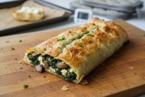 Strudel salé aux champignons et épinards