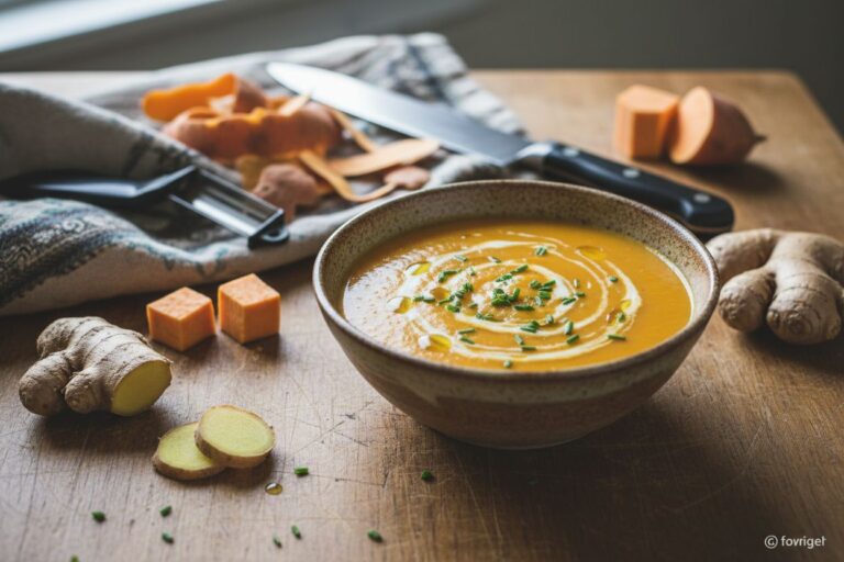 Velouté patates douces gingembre Recette automnale réconfortante