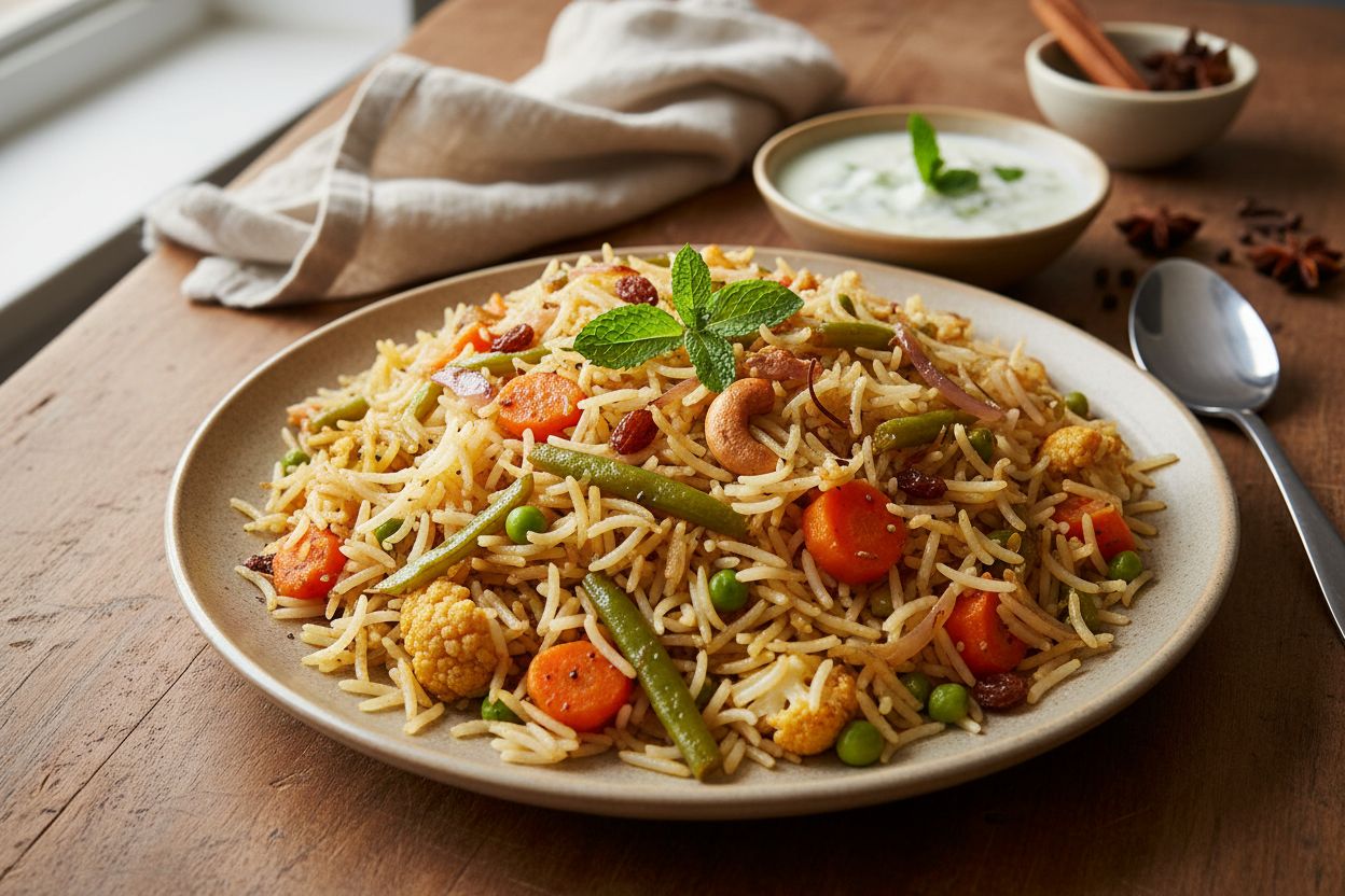 Biryani végétarien aux légumes