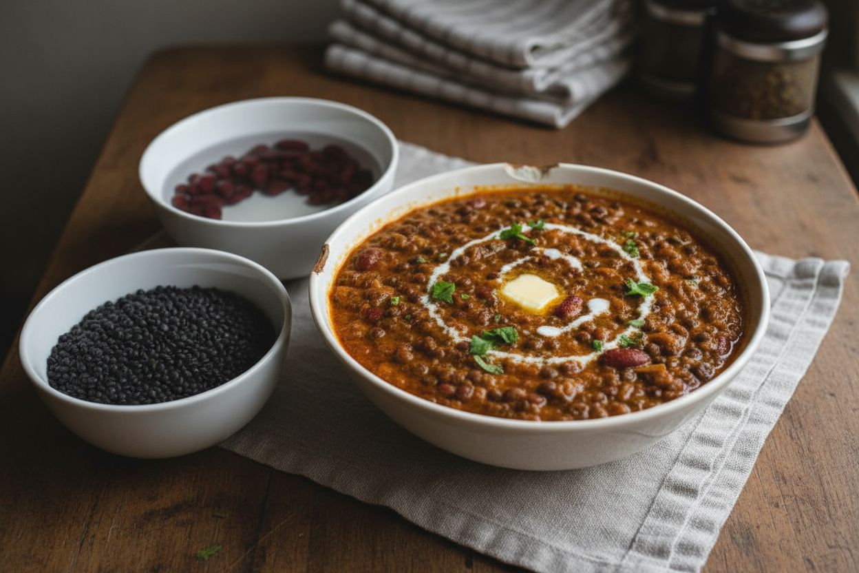 Dal makhani (lentilles noires crémeuses) terminé