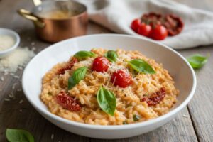 Risotto aux tomates séchées et basilic