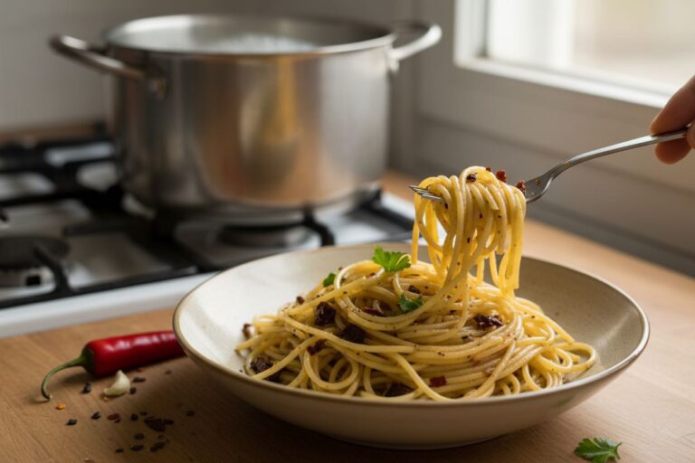 Spaghetti Ail Noir Piment Recette Végétarienne Facile et Parfumée