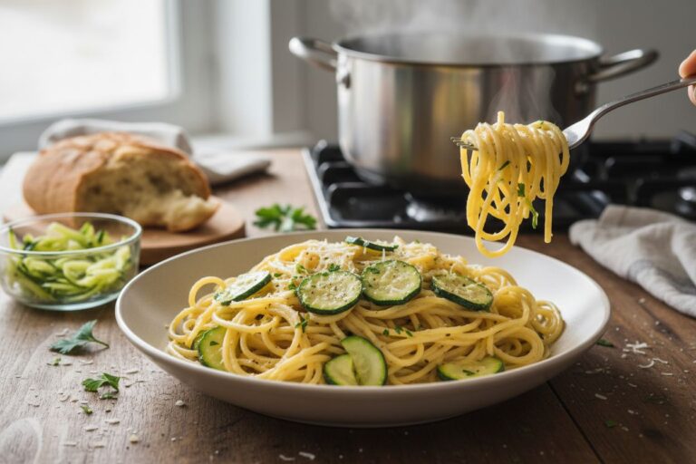 Carbonara Végétarienne Express Courgettes Fraîcheur et Gourmandise ou Carbonara aux Courgettes Moelleux et Croquant en 20 Minutes ou Recette Végétarienne Carbonara Courgettes Pâtes Onctueuses