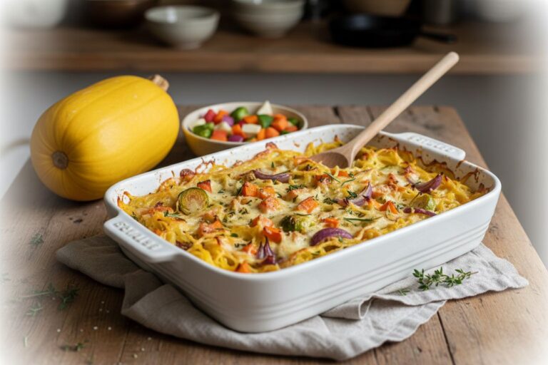 Courge spaghetti gratinée recette facile et gourmande Gratin courge spaghetti recette végétarienne surprenante Courge spaghetti au four gratinée un délice caché Courge spaghetti gratinée recette originale et savoureuse Recette gratin courge spaghetti légumes enfin gourmands