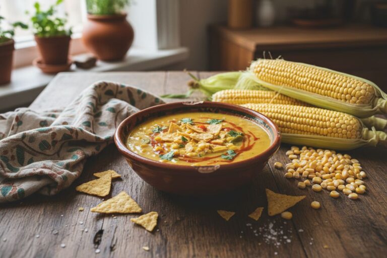 Soupe Mexicaine Maïs Tortilla Chips Recette Facile et Réconfortante