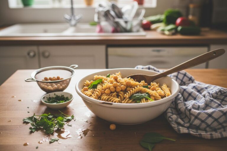 Pâtes végétariennes pois chiches Recette boost d'énergie