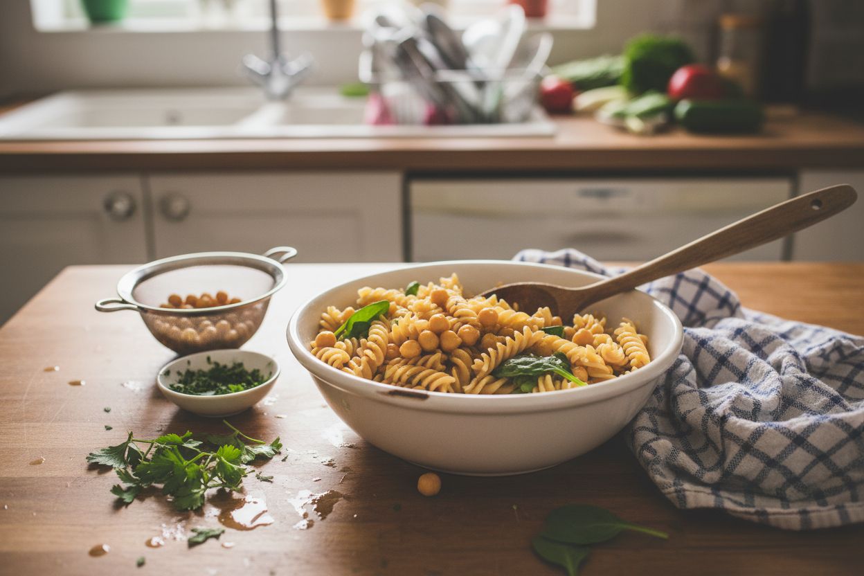 Pâtes végétariennes pois chiches Recette boost d'énergie