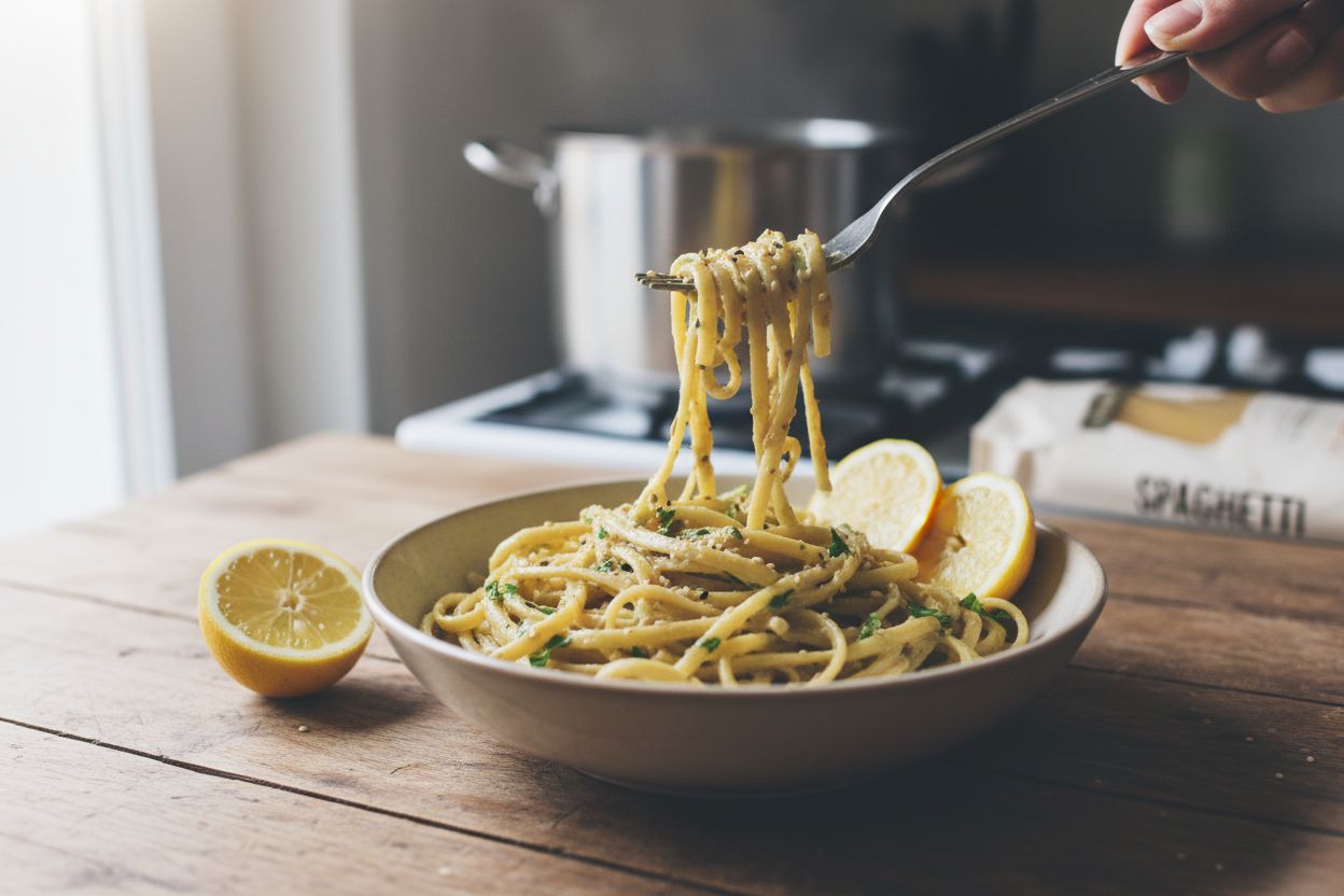 Pâtes au tahini et citron