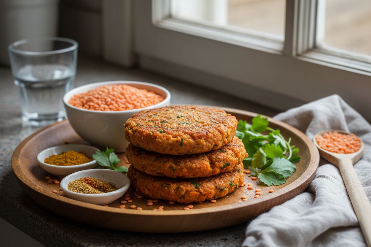 Steak de lentilles corail sans œuf