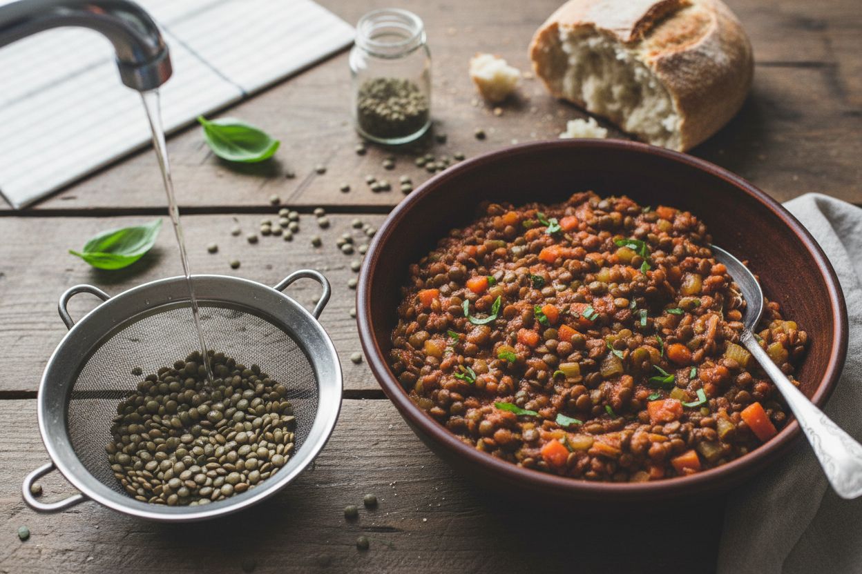 Bolognaise de lentilles sans viande terminé