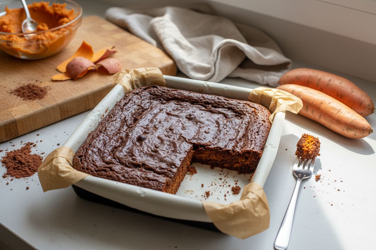 Brownie à la patate douce sans gluten terminé