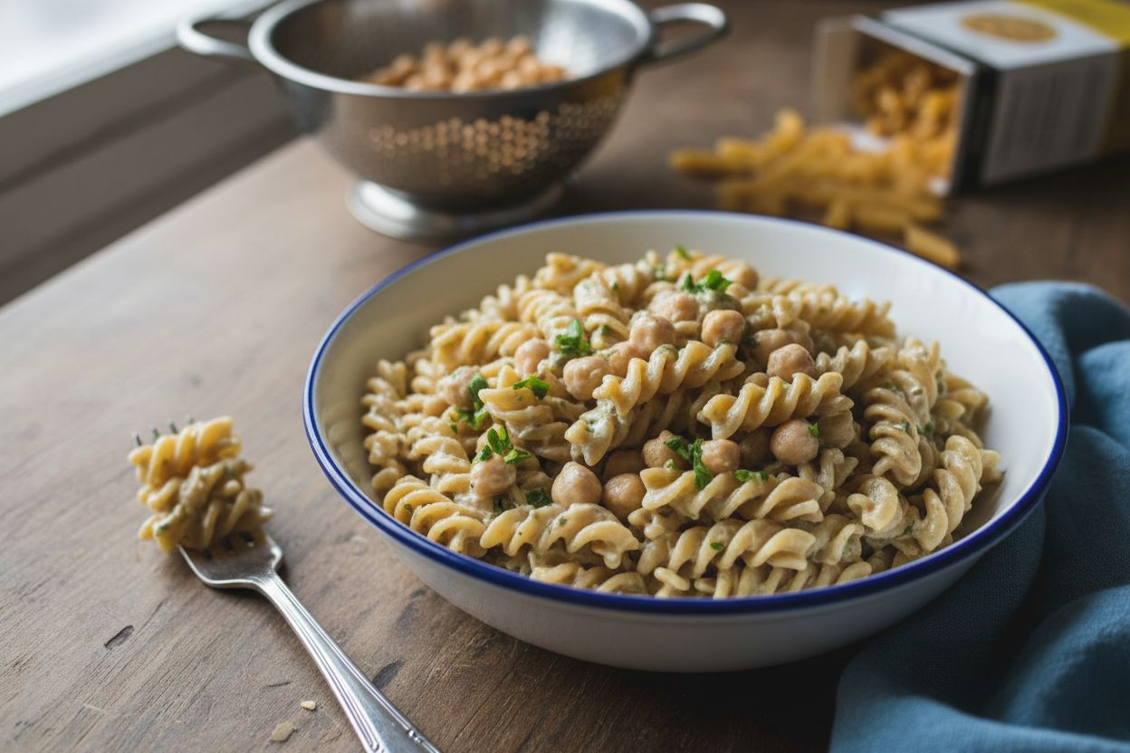 Pâtes protéinées aux pois chiches terminé