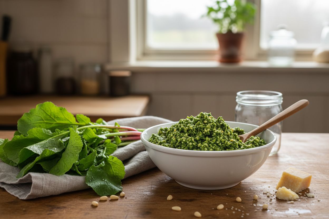 Pesto de fanes de radis terminé