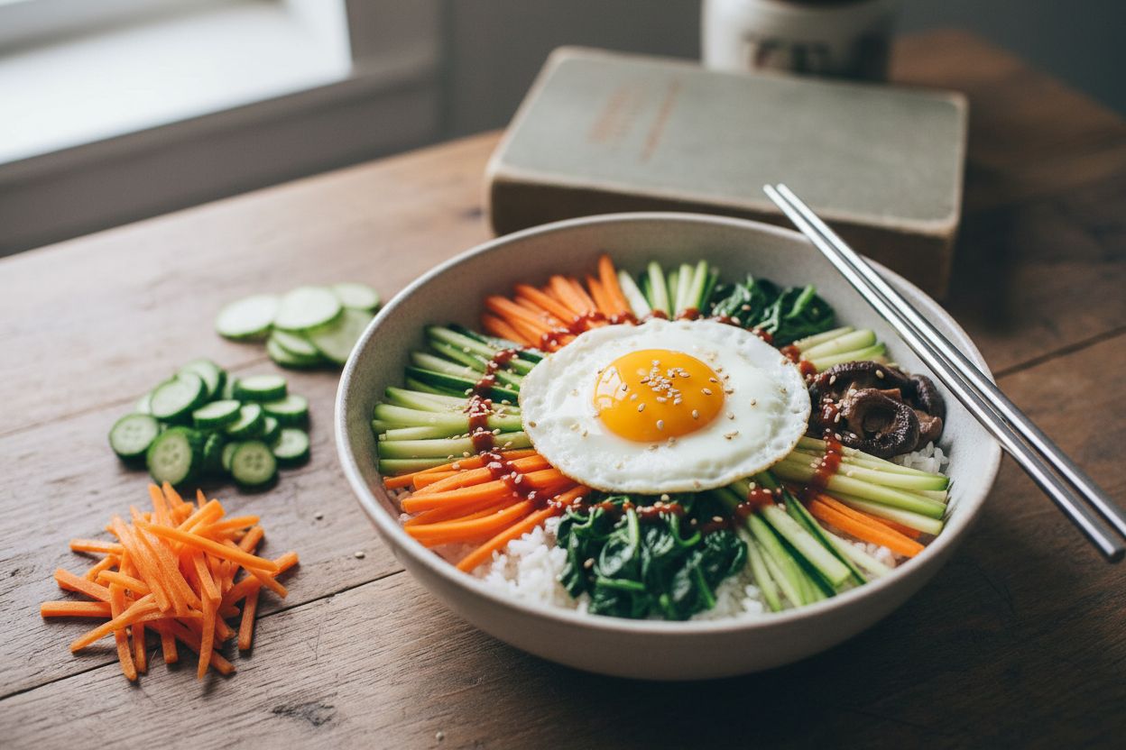 Bibimbap coréen végétarien terminé