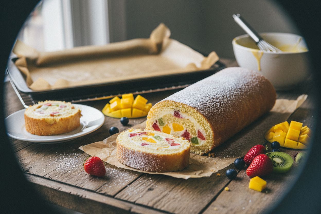 Gâteau roulé sans gluten terminé