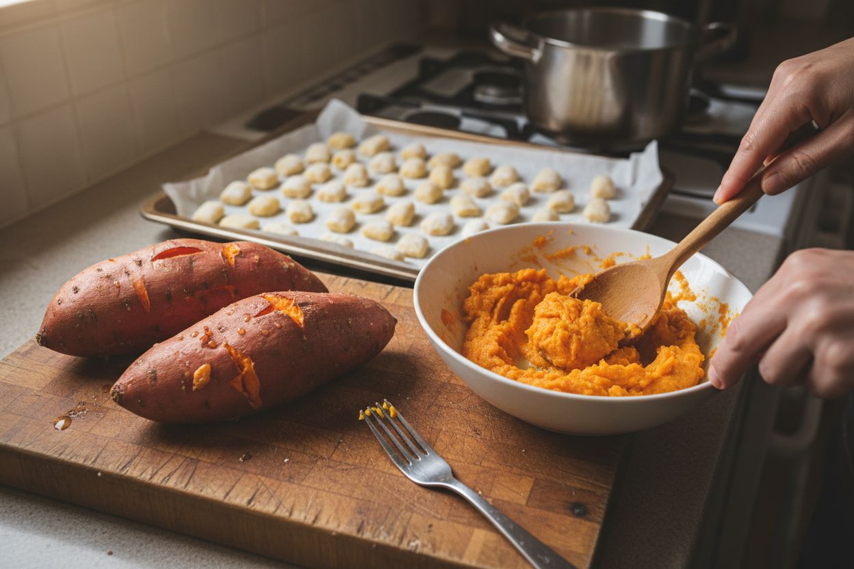 Gnocchis de patate douce maison terminé