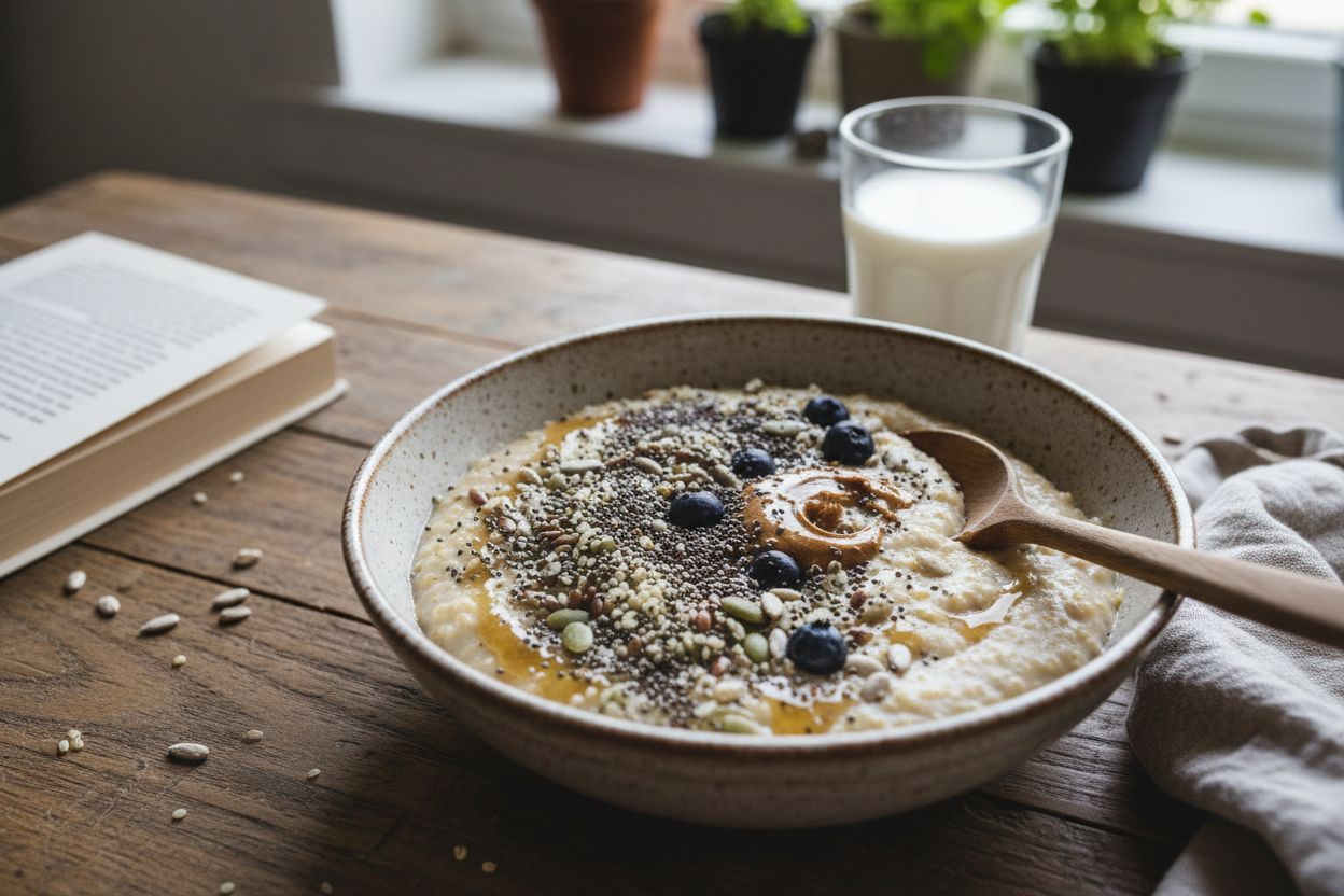 Porridge protéiné aux graines terminé