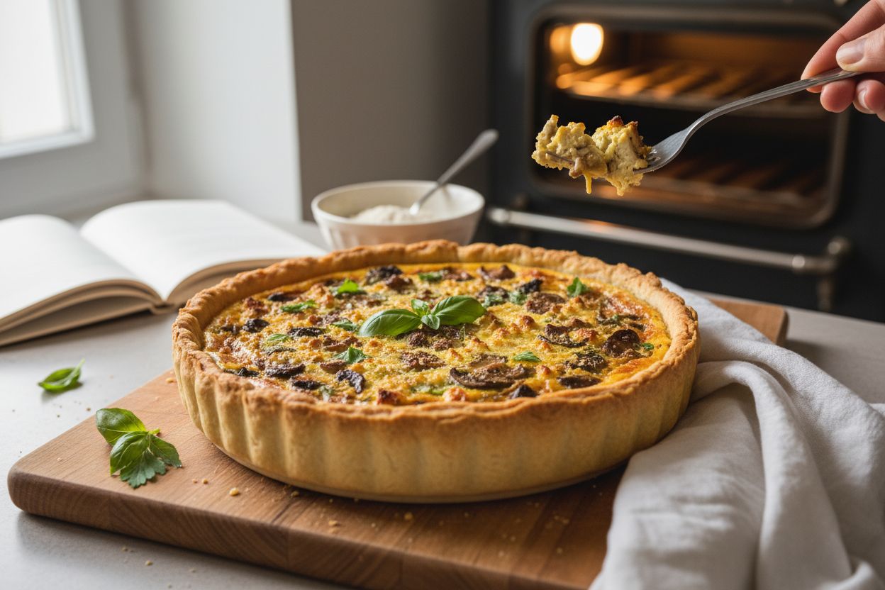 Quiche lorraine sans crème ni lardons terminé