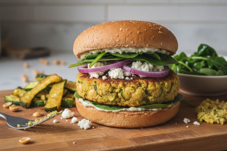 Burger Végétal Pois Chiches Féta Recette Gourmande et Raffinée