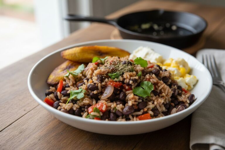 Recette Gallo Pinto végétarien simple riz haricots noirs