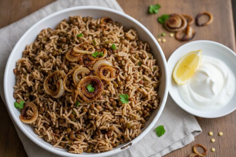 Recette Mujadara libanais Plat végétarien facile aux lentilles et riz parfumé