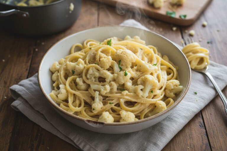 Pâtes Alfredo chou fleur vegan Recette facile et saine