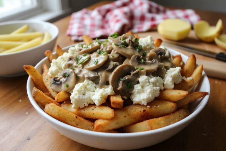 La meilleure Poutine végétarienne sauce crémeuse aux champignons Recette facile
