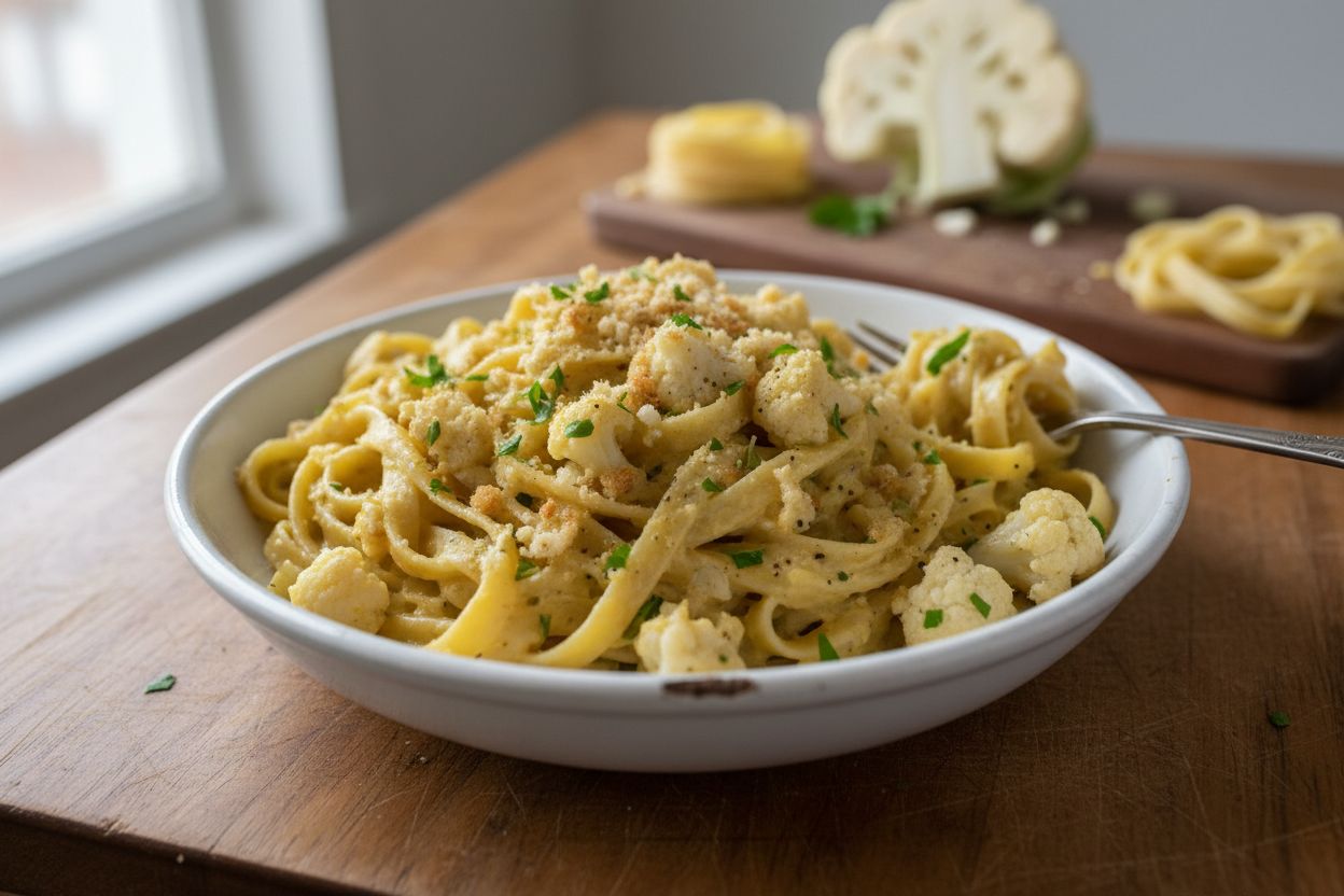 Pâtes crémeuses “alfredo” au chou-fleur (sans crème)