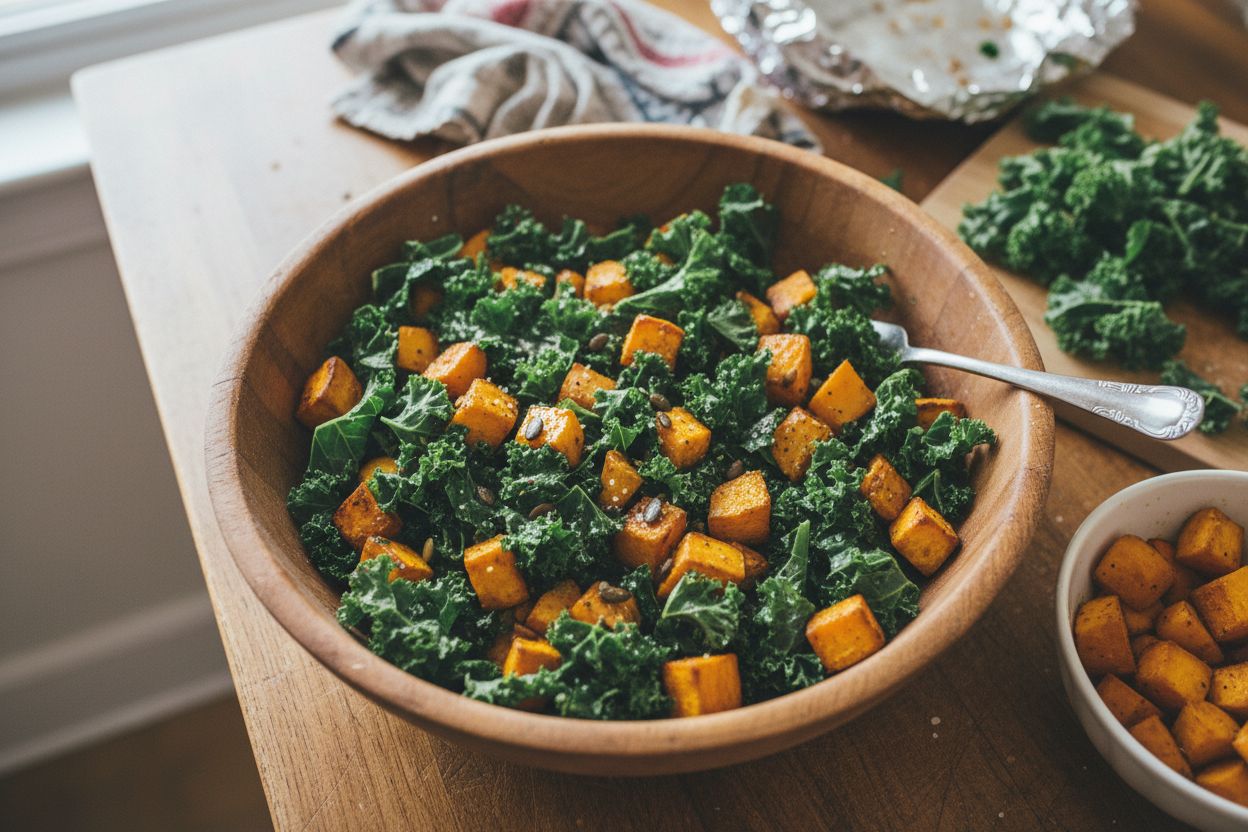 Salade de chou kale et patate douce rôtie